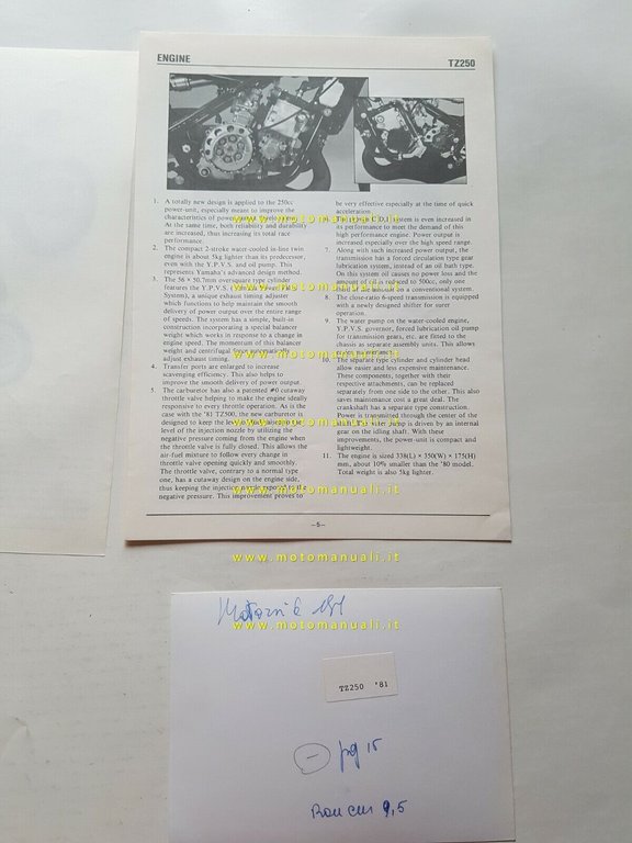 Yamaha TZ 250 GP Racing 1981 presentazione cartella stampa originale …
