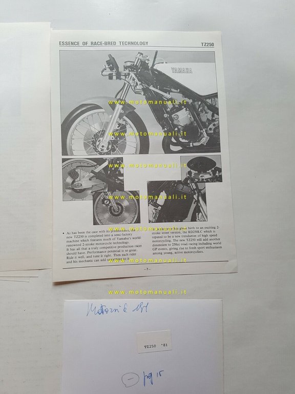 Yamaha TZ 250 GP Racing 1981 presentazione cartella stampa originale …