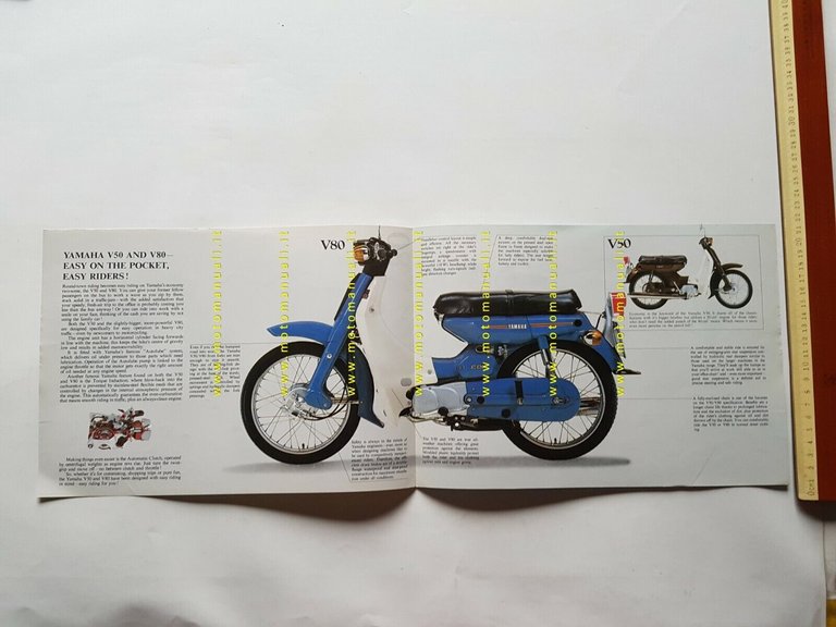Yamaha V50 - V80 SCOOTER 1979 depliant originale INGLESE