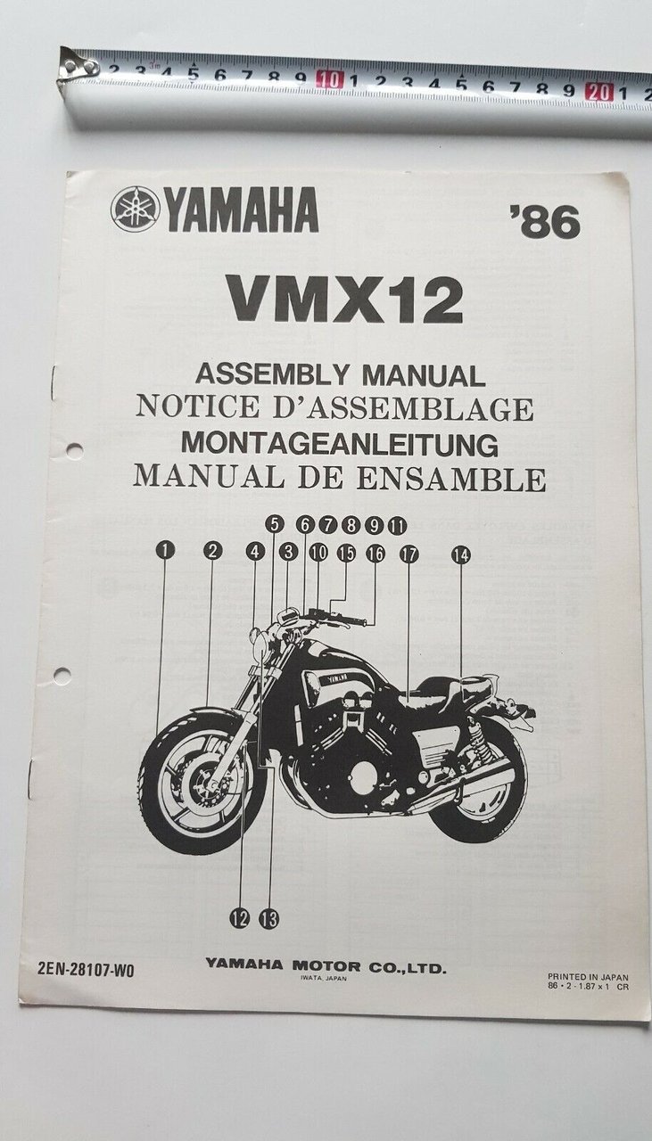 Yamaha VMX 12 V Max 1986 manuale assemblaggio officina originale …