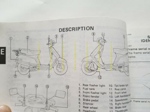 Yamaha XC 125 1989 manuale uso manutenzione originale