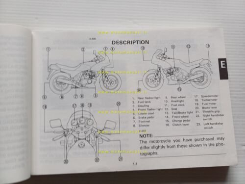 Yamaha XJ 600 51J 1985-86 manuale uso manutenzione originale INGLESE