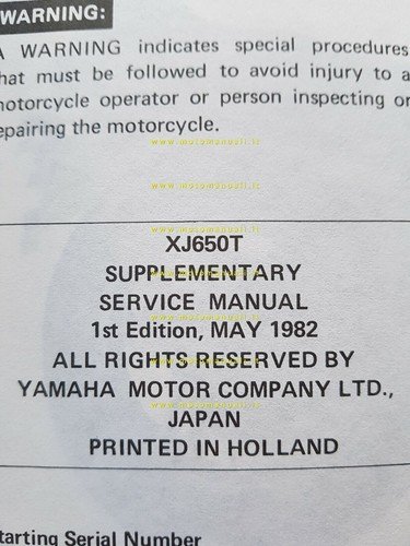 Yamaha XJ 650 T Turbo 11T 1982 supplemento manuale officina …