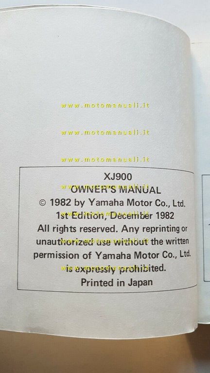 Yamaha XJ 900 31A 1982-3 manuale uso originale owner's manual …