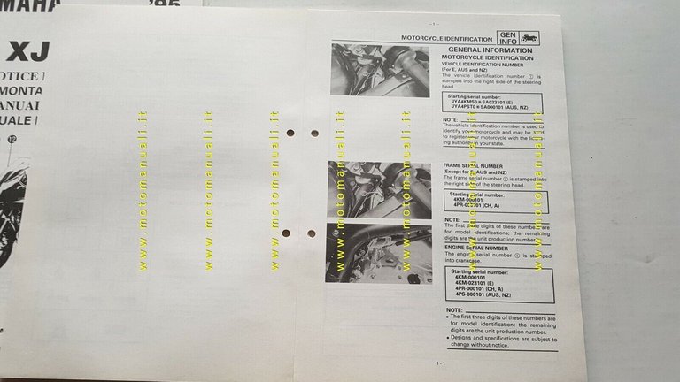 Yamaha XJ 900 S 1995 Service Information+manuale assemblaggio officina originale