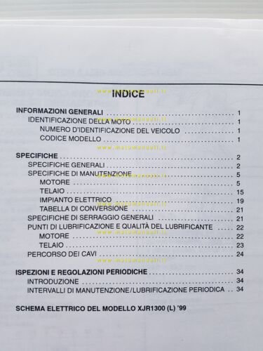 Yamaha XJR 1300 5EA3-SI1 1999 Service Information manuale officina originale