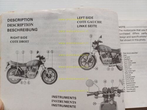 Yamaha XS 250 400 3N6 1979 manuale uso manutenzione originale