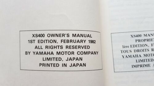 Yamaha XS 400 12E 1982 manuale uso manutenzione originale owner's …