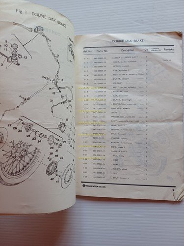 Yamaha XS 500 1974-75 varianti catalogo ricambi per ITALIA originale