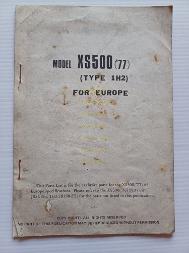 Yamaha XS 500 1H2 1977 varianti catalogo ricambi per Europa …