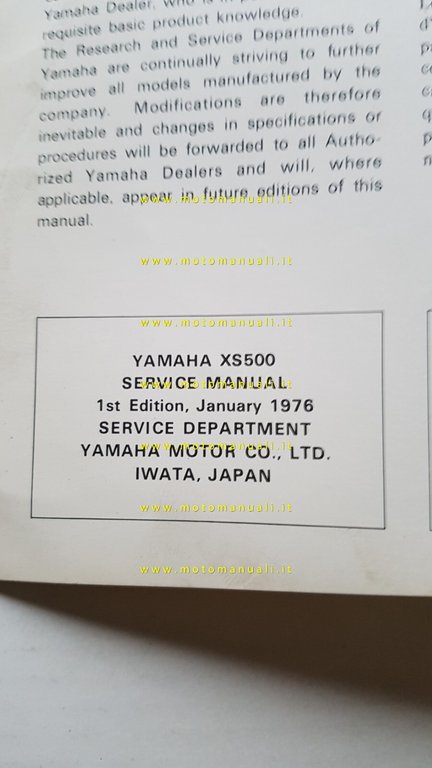 YAMAHA XS 500-B-C-D-E 1976 manuale officina INGLESE originale workshop manual