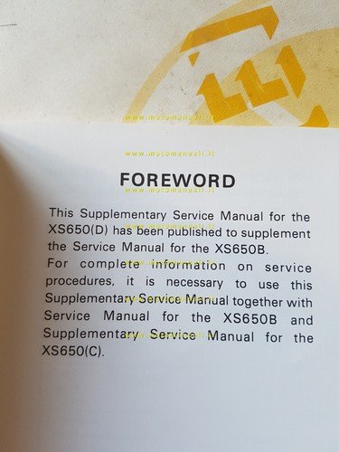 Yamaha XS 650 D 1T3 AGGIORNAMENTO 1976 manuale officina originale