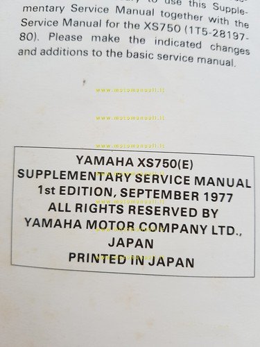 Yamaha XS 750 E 2F9 AGGIORNAMENTO 1977 manuale officina originale