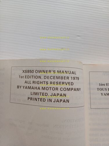 Yamaha XS 850 4E2 1979-80 manuale uso manutenzione libretto originale