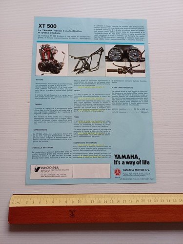 Yamaha XT 500 1977 depliant originale ITALIANO
