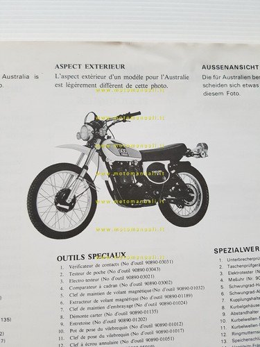 Yamaha XT 500 1N5 1976 manuale officina originale