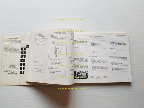 Yamaha XT 500 1N5 1976 manuale officina originale