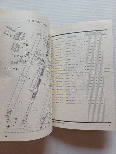 Yamaha XT 500 1U6 1977 catalogo ricambi originale spare parts …
