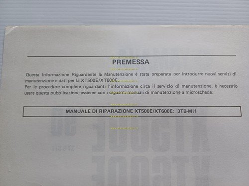 Yamaha XT 500 600 E 1990 Service Information manuale officina …