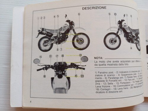 Yamaha XT 600 1984 manuale uso manutenzione libretto originale italiano