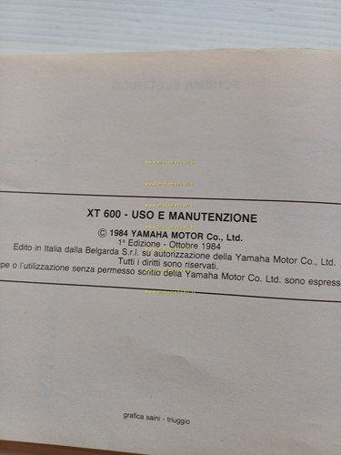 Yamaha XT 600 1984 manuale uso manutenzione libretto originale italiano