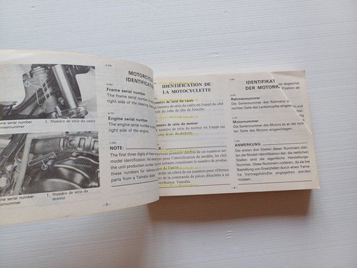 YAMAHA XT 600 43F 1983-84 manuale uso originale INGLESE FRANCESE …