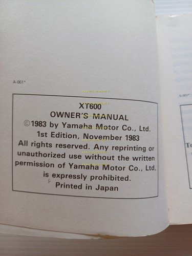 YAMAHA XT 600 43F 1983-84 manuale uso originale INGLESE FRANCESE …
