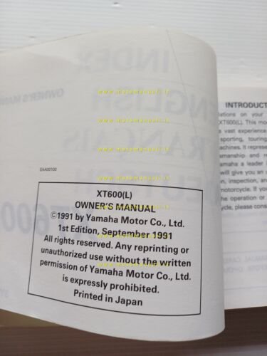 Yamaha XT 600 L 3YP 1991 manuale uso manutenzione libretto …