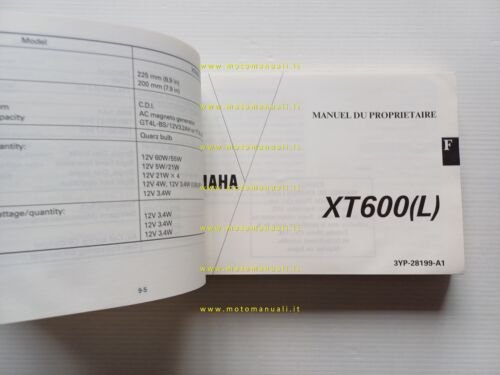 Yamaha XT 600 L 3YP 1991 manuale uso manutenzione libretto …