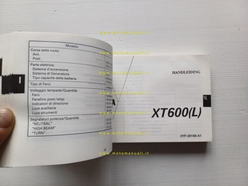 Yamaha XT 600 L 3YP 1991 manuale uso manutenzione libretto …