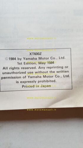 Yamaha XT 600 Z - XT 600 1984 AGGIORNAMENTO manuale …