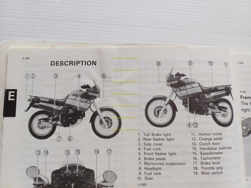 Yamaha XT 600 Z (U) 3AJ 1987-88 manuale uso manutenzione …
