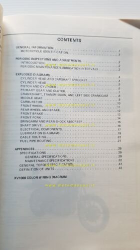 Yamaha XV 1000 1986 Service Information manuale officina inglese originale