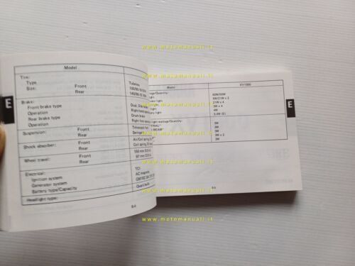 Yamaha XV 1000 2AE 1986 manuale uso manutenzione libretto originale …