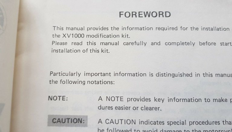 Yamaha XV 1000 manuale MONTAGGIO KIT MODIFICHE 1981 officina no …