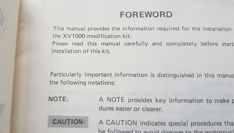 Yamaha XV 1000 manuale MONTAGGIO KIT MODIFICHE 1981 officina no …