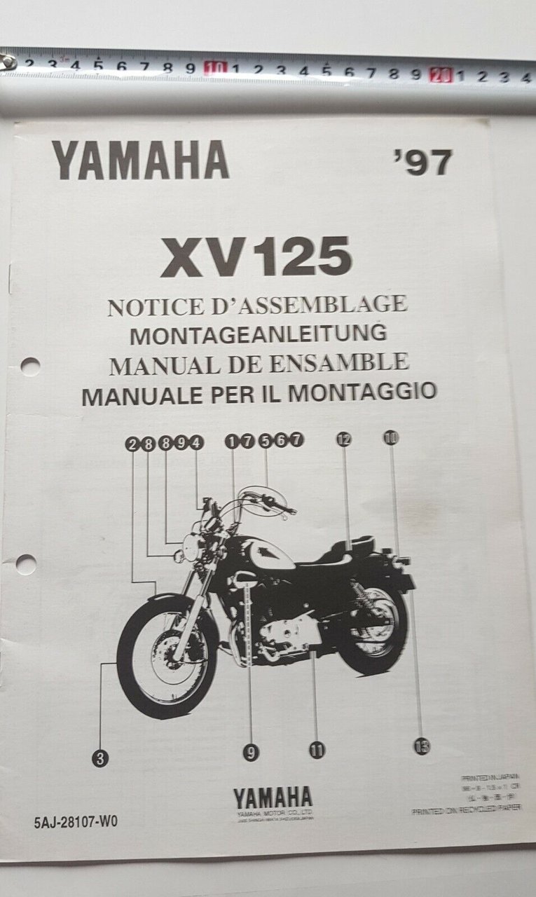 Yamaha XV 125 1997 manuale assemblaggio officina originale no riparazione