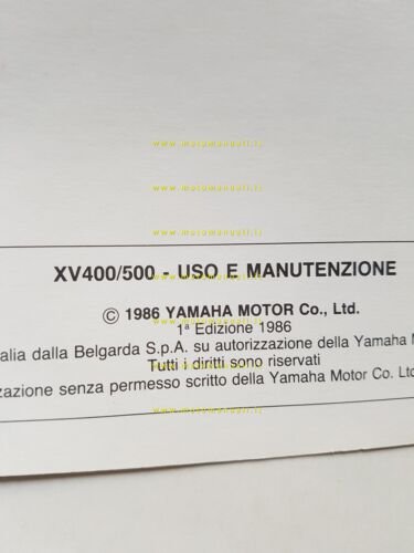 Yamaha XV 400 - XV 500 1986 manuale uso manutenzione …