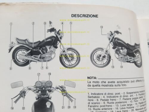 Yamaha XV 400 - XV 500 1986 manuale uso manutenzione …