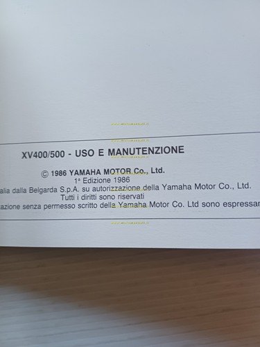 Yamaha XV 400 - XV 500 1986 manuale uso manutenzione …