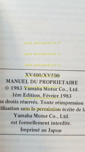 Yamaha XV 400-500 26T 1983 manuale uso originale owners manual …