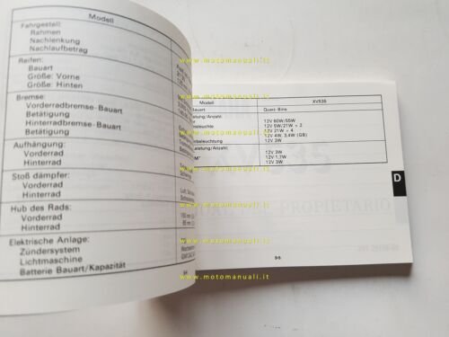 Yamaha XV 535 3BT 1990 manuale uso manutenzione originale italiano