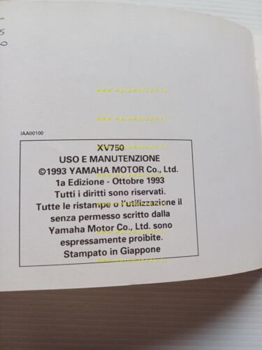 Yamaha XV 750 4FY 1993 manuale uso manutenzione libretto originale …