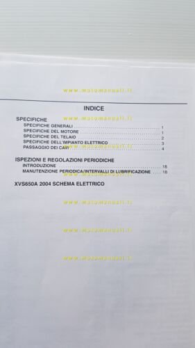 Yamaha XVS 650 2004 Service Information manuale officina italiano originale