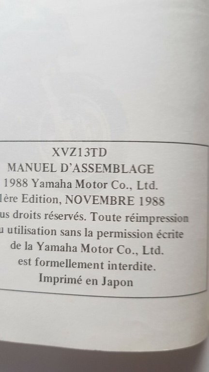 Yamaha XVZ 13 TD 1988 manuale assemblaggio officina originale no …