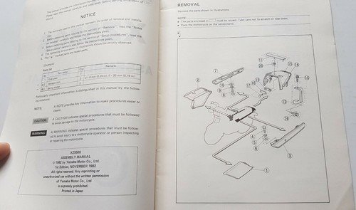 Yamaha XZ 550 S 1982 manuale assemblaggio officina originale no …