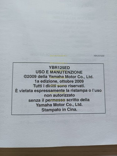 Yamaha YBR 125 51D 2009 manuale uso manutenzione originale italiano