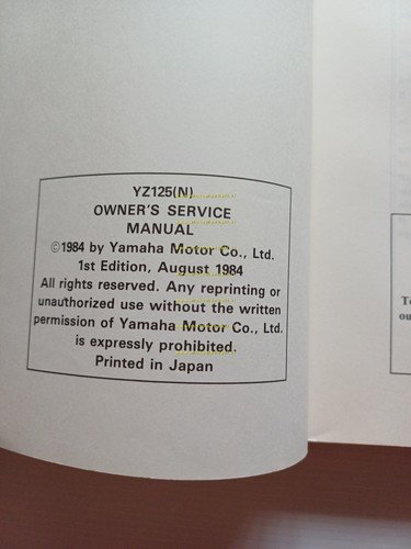 Yamaha YZ 125 55Y 1985 manuale uso - officina riparazione …