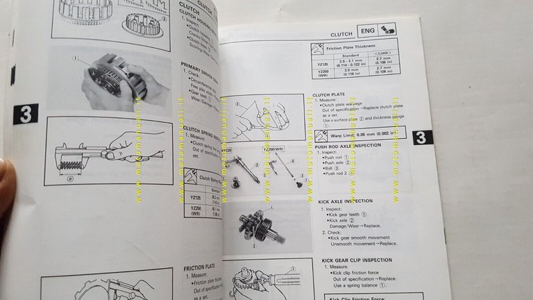 YAMAHA YZ 125 A-250 A-250 WRA 1989 manuale officina INGLESE …