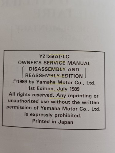 Yamaha YZ 125 (A) LC 3SR 1989-90 manuale uso - …